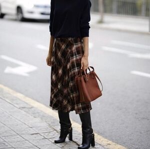 H&M Plaid Skirt With Belt